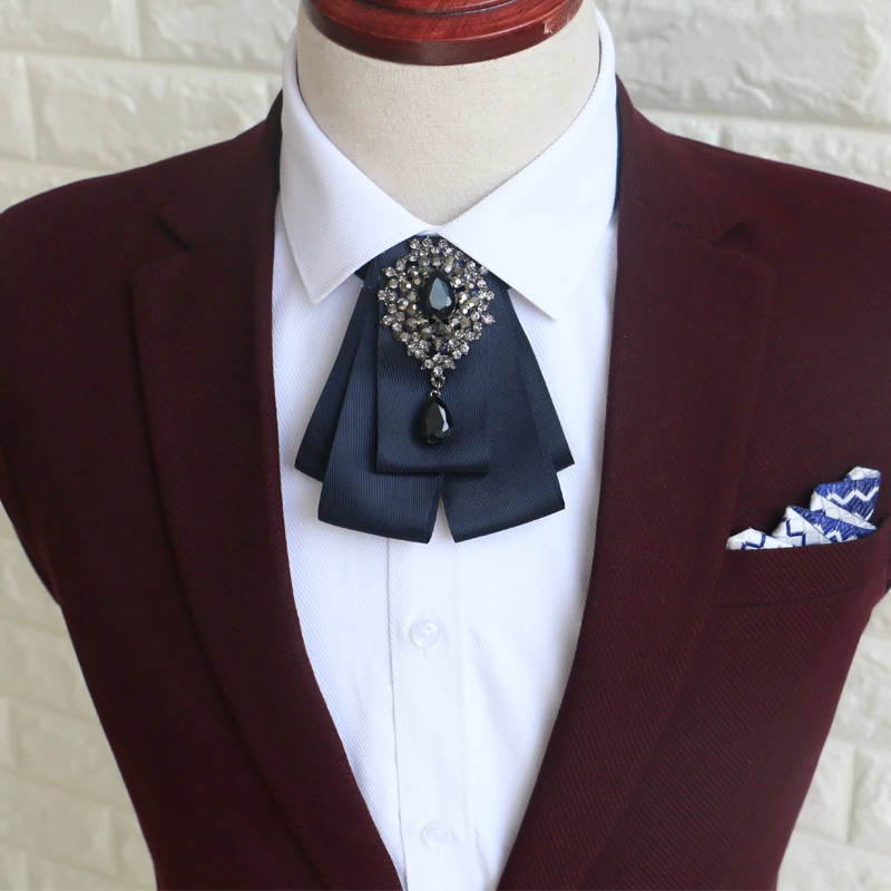 Мужской женский галстук бабочка из сплава с черными стразами|rhinestone bow tie|bow tietie cravat