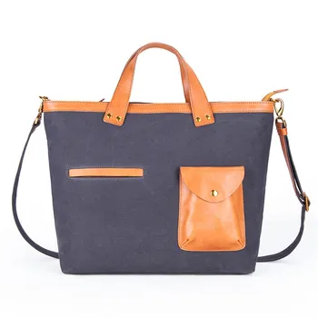 

Men's Women's Handbags 15.6 inch Canvas Cow Leather Messenger Bags Casual Fashion High Capacity Crossbody Bags