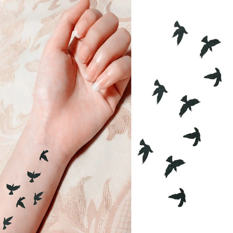 2 Foglio Nero Finger Polso Flash Adesivi Finto Tatuaggio Liberty Piccoli Uccelli Volano Sexy Impermeabile Temporary Tattoos Stickers Tattoo Decal Tattoo Stickerfake Tattoos Stickers Aliexpress
