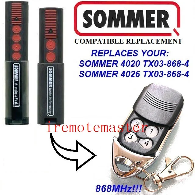 

SOMMER 4025 4026 4020 Transmitter/Handsender Replacement Automatic wireless Remote Controller