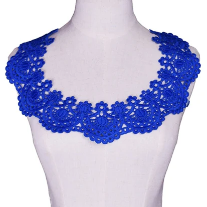 Синяя круглая Ткань кружево вырез воротник аппликация вышивка гипюр кружевная ткань для украшения платья Скрапбукинг - Цвет: Blue