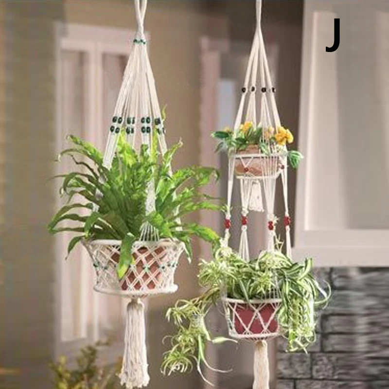 

Vintage Macrame Plant Hanger Garden Flower Pot Holder Hanging Rope Basket Decor