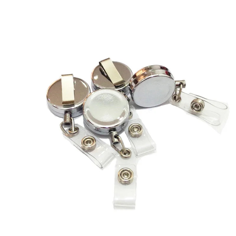 

Free Shipping All Metal Retractable Pull Badge Reel ID Tag Card Badge Holder With Clip For Students Nurse Staff 5pcs /lot