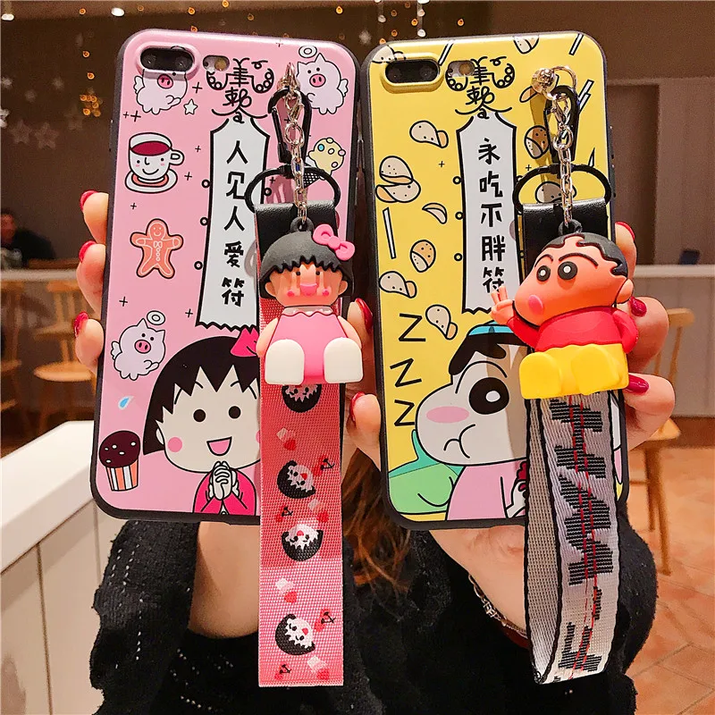 

For iPhone 7 8 Plus X Maruko Phone Case For iPhone 6 6S plus XR XS MAX Maruko Crayon Shin-chan rope doll Soft Silicone Case