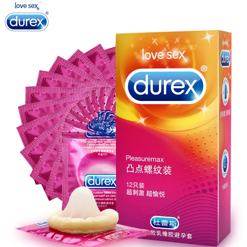 Sex Tool For Sale 12 Pcs /Box Durex Condoms Extra Lubricat Ribbed Spiral Spike Condom Sex Products Sex Toys For Men