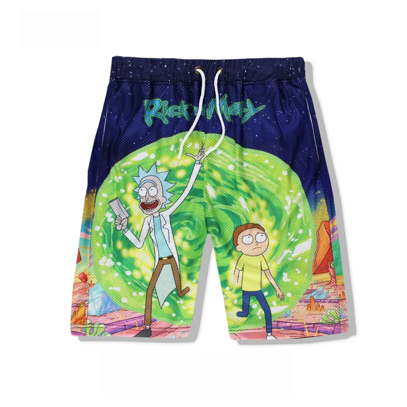 Rick and Morty Men's Summer Casual Shorts Cartoon 3D Print Loose Beach Shorts