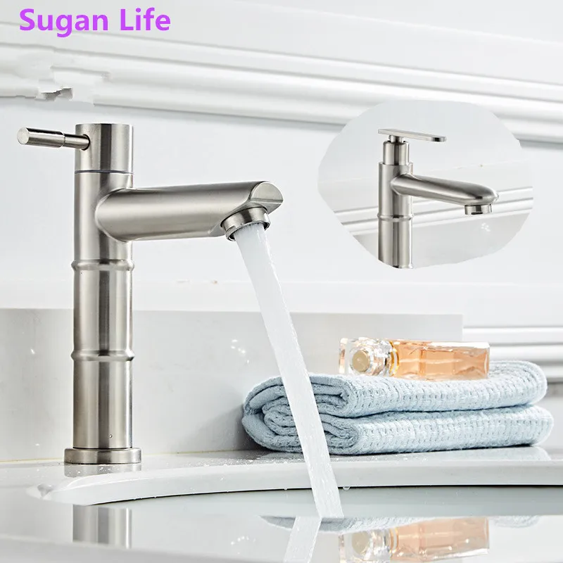 

Sugan Life NEW Chrome Finish Bamboo Bathroom Basin Faucet Vessel Sink Water Tap bath sink cold and hot Mixer tap F143