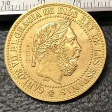 1875 Испания 5 сентимос-Карлос VII копия монеты