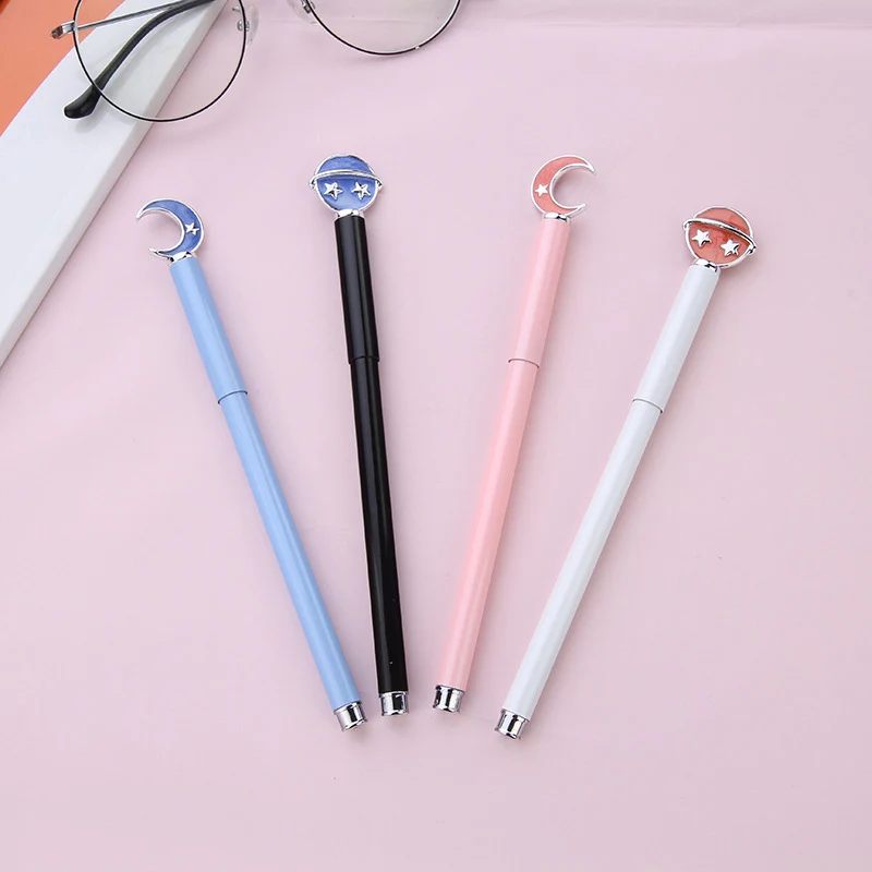 

1PC Cute Metal Moon Gel Pens Novely Neutral Pens Kawaii Planet Gel Pens For Kids Gifts School Office Supplies Stationery