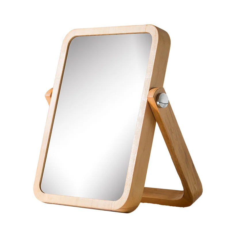 Espejo de maquillaje europeo, accesorios de baño de madera, espejo de decoración de escritorio, espejo de tocador cosmético de alta claridad