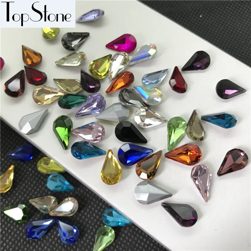 

TopStone 5x8mm 6x10mm 8x13mm Teardrop Pointback XILION Pear Drop Crystal Fancy Stone Glass Crystal Jewelry Beads No Holes