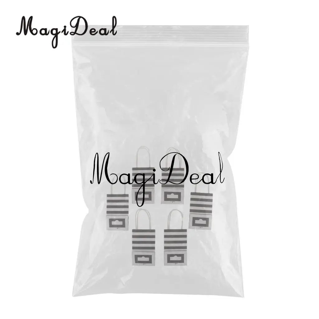6pcs Paper Striped Candy Gift Bags Handle Tote Bag Party Favors  
