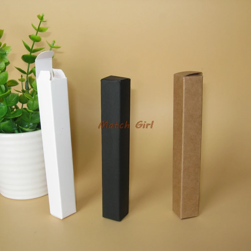 

100pcs- 1.6*1.6*14cm Blank Kraft Paper Pen Box White Paper Black Paper Eyeliner Pen Lipstick Sample Gift Packaging Boxes