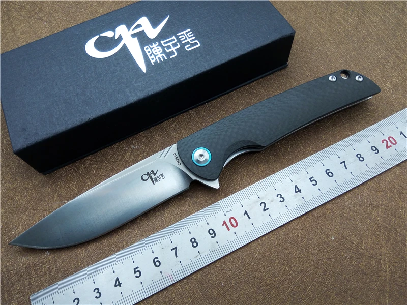 Baratos Cuchillo plegable CH CH3510 fibra de carbono mango supervivencia táctica acampar al aire libre caza cuchillo de bolsillo EDC herramientas