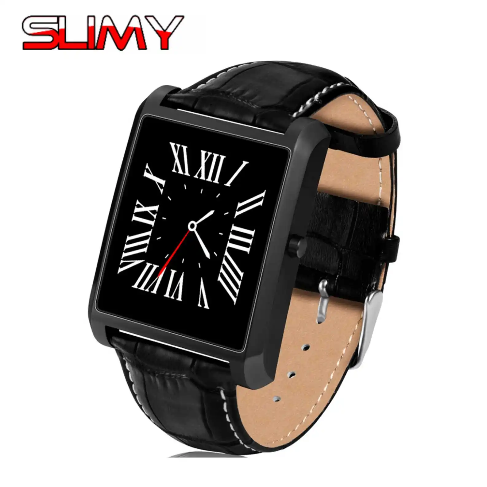 Slimy Smart Watch Heart Rate with Leather Strap Bluetooth Smartwatch