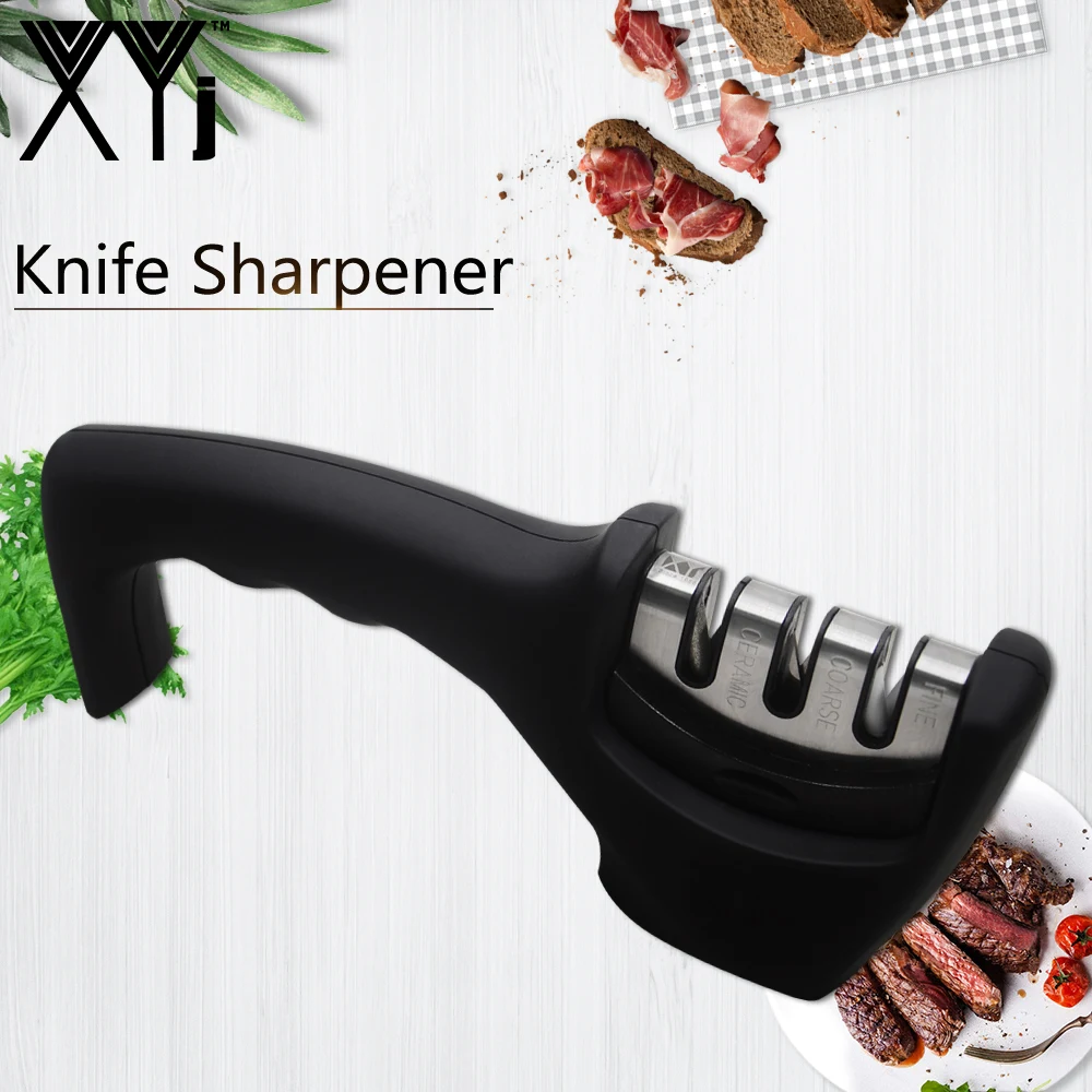 

XYj Knife Sharpener Stainless Steel Ceramic Knife Sharpening Stone Tungsten Steel Diamond Sharpener Kitchen Tools Accessory