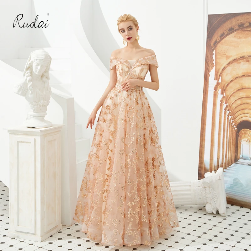 

New Arrival V-Neck Elegant A-Line Formal Evening Dress Sequined Floor Length Long Evening Gowns