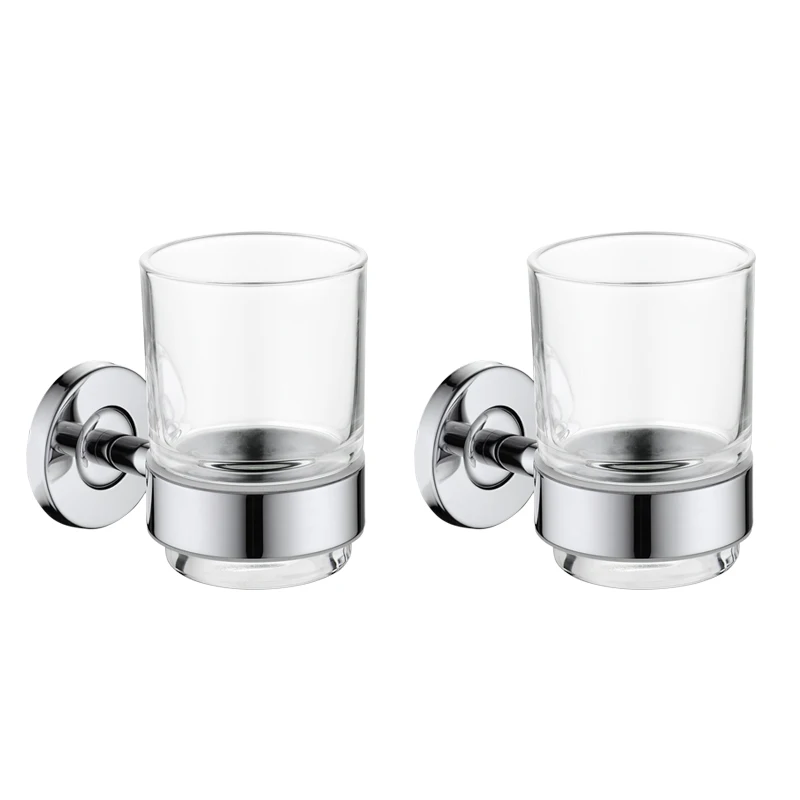 SUS 304 Stainless Steel Toothbrush Tooth Cup Holder With Glass Cup Wall Mounted Bath Single Rack Bathroom Accessories