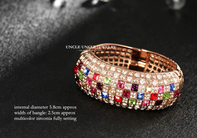 Удивительный розовое золото цвет разноцветный кубический цирконий полностью установка Роскошная серия королевы женский браслет браслеты оптом