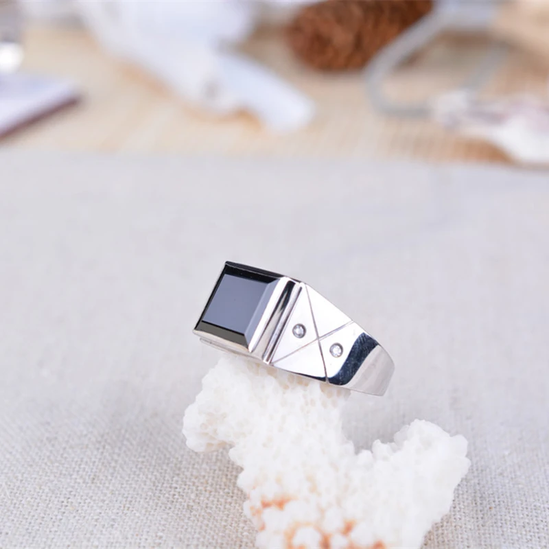 Vintage man sapphire ring 10*13mm natural dark blue square cut sapphire 925 solid sterling man silver ring gift for father's day