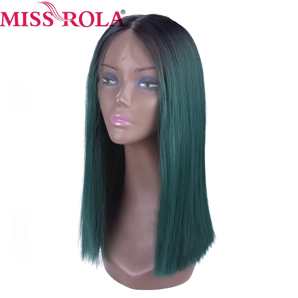 Miss Rola, синтетический парик на кружеве, прямые волосы, Омбре, парики для черных женщин, 12,6 дюймов, Короткие парики, темные корни, розовый цвет