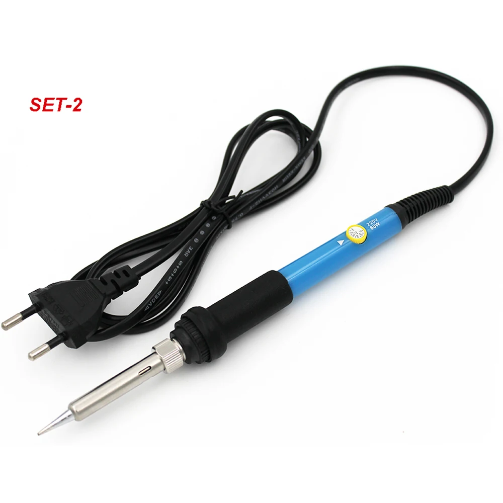 110V / 220V 60W Temperature Adjustable Electric Soldering Iron Mini Handle Heat Pencil Solder Station With Iron Tips Stand Wire