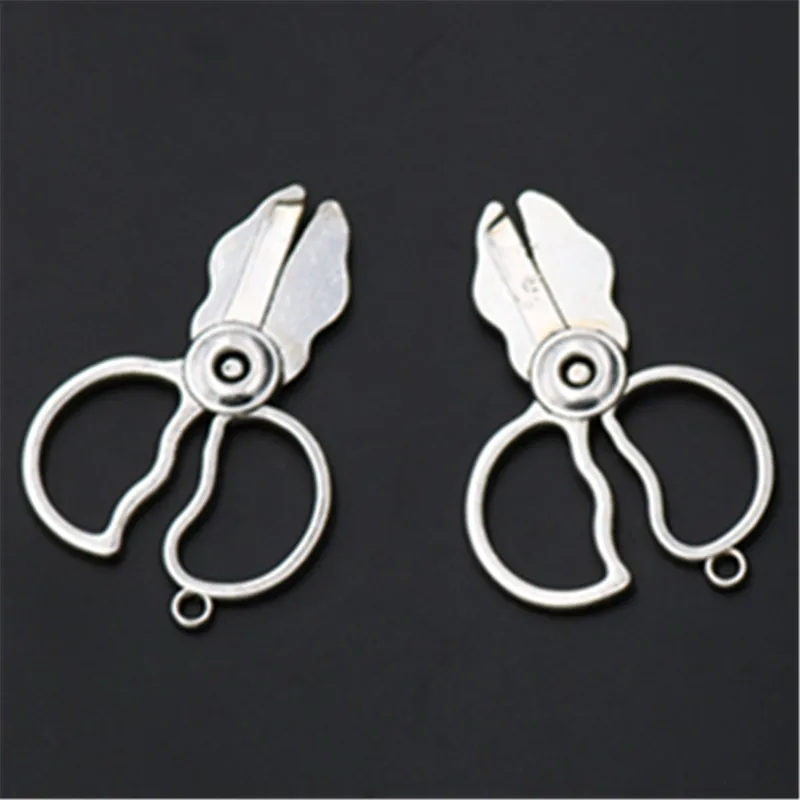 Wkoud 10pcs Silver Color Gardener Pruning Scissors Glamour Necklace Bracelet Diy Jewelry Alloy
