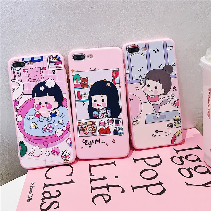 For iphone XS Max Cute girl Phone Case Cover XR X 8 7 6S Plus Luxury Soft Back Cases Colorful Fashion Capa Shell |