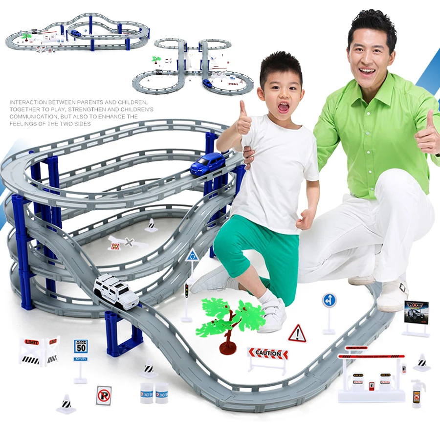  DIY Multi-Track Rail Car Electronic Racing Car track Kids Toy Childrens Game Boys Xmas Gift Rail Bu