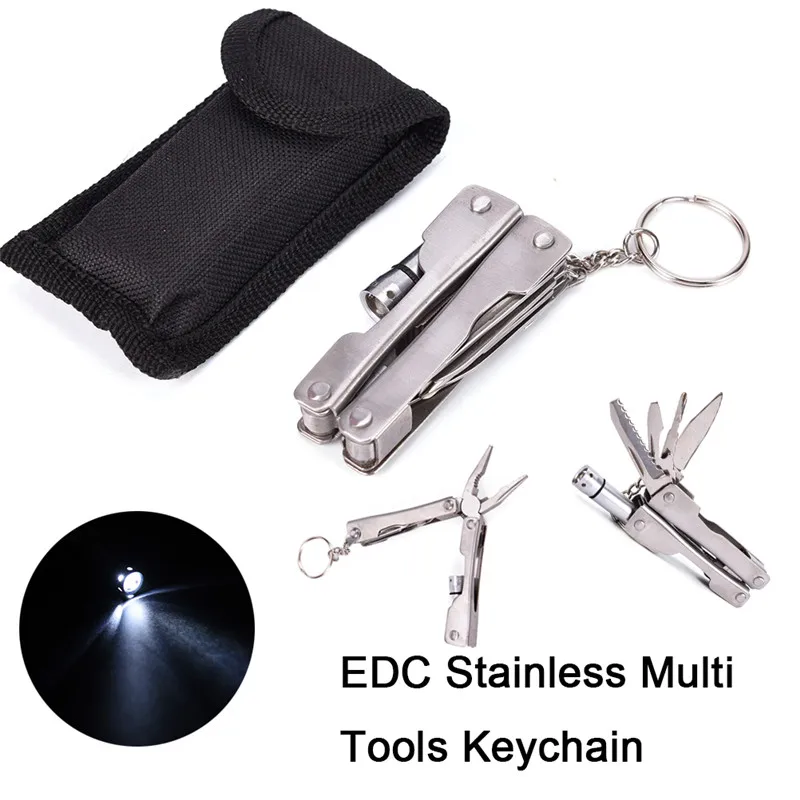 

Multitool Keychain Plier Portable Multi-function Plier Tool with LED Light
