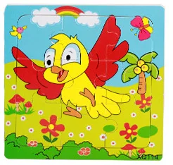 15*15 см деревянная головоломка срез Раннее детство развивающая игрушка для детей Пазлы 9 штук животных детские игрушки - Цвет: Bird