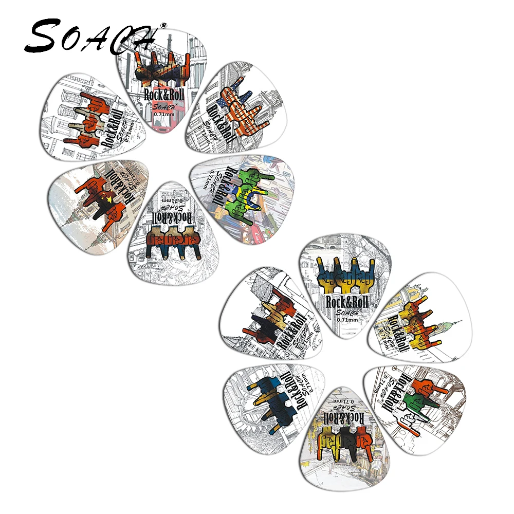 SOACH 10pcs Rock gesture Guitar Picks Thickness 0.71mm Celluloid Guitar Parts