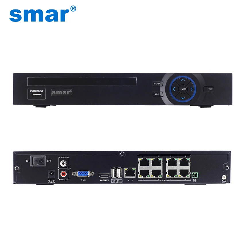 Smar Подлинная 48 В 8CH 1080P POE NVR DVR Onvif H.264 сеть CCTV система видеонаблюдения видео