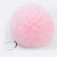 Lovely Fluffy Rabbit Ear Fur Anime Ball Key Chain Rings Pendant Cute Pompom Artificial Rabbit Fur Keychain Women Car Bag