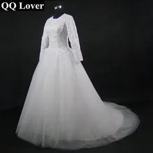 2017 New Vintage Long Sleeve Lace Muslim Ball Gown Wedding Dress Custom-made Plus Size Bridal Gown Vestido De Noiva