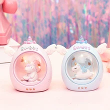 Ins Cute Resin Cartoon Unicorn LED Night Light Plastic Cloud Lamps Animal Home Decor Bedside Lamps for Baby Kids Birthday Gift litake cute unicorn head led night light animal marquee lamps on wall for children party kids gifts bedroom decor