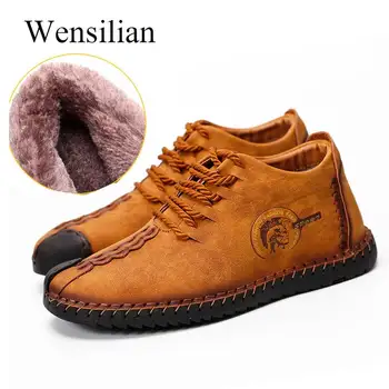 

Hot Leather Boots Men Winter Shoes Men Hand Tailor Vintage Sneakers Sport Shoes for Male Flats Botas Hombre