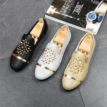 Приятная панда; Модные мужские повседневные кроссовки с блестками; дизайнерские роскошные мужские вечерние лоферы с заклепками; Zapatillas Deportivas; лоферы