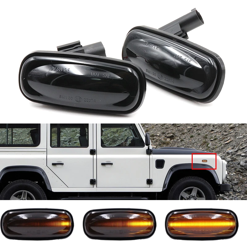 

Niscarda 2Pcs Amber Dynamic Flowing LED Side Marker Light For Land Rover Discovery 2 1999-2004 Defender Freelander 1 2002-2005
