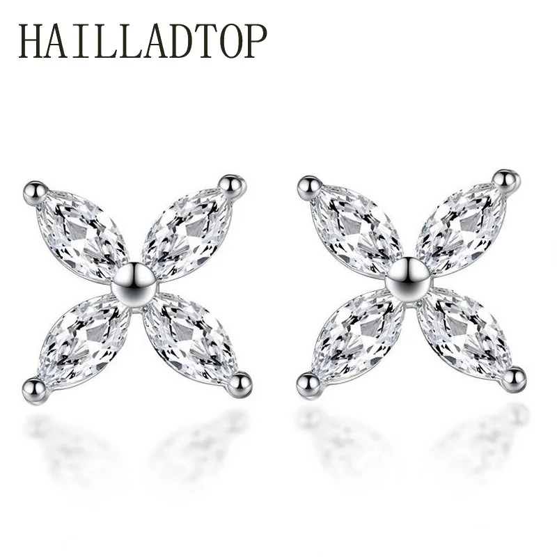 

Crystal Stud Earrings Lucky Four-leaf Clover Earrings Silver Stud Earrings Trinkets Christmas Earrings For Women Girl