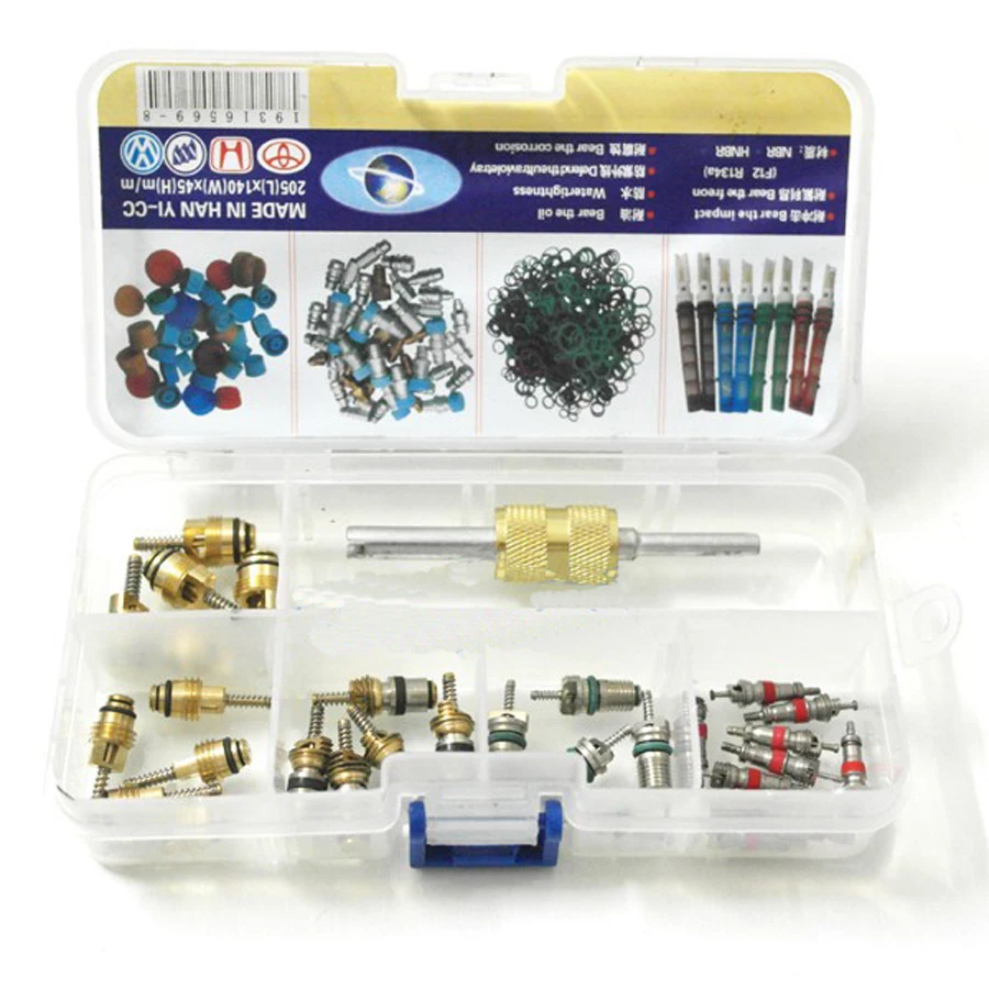 

Auto AC Repair kit HVAC Valve Core Key+ Dual Remover Installer Tool Set for Regal, Beverly, Vw, Toyota, VW, Elantra, R134a R12