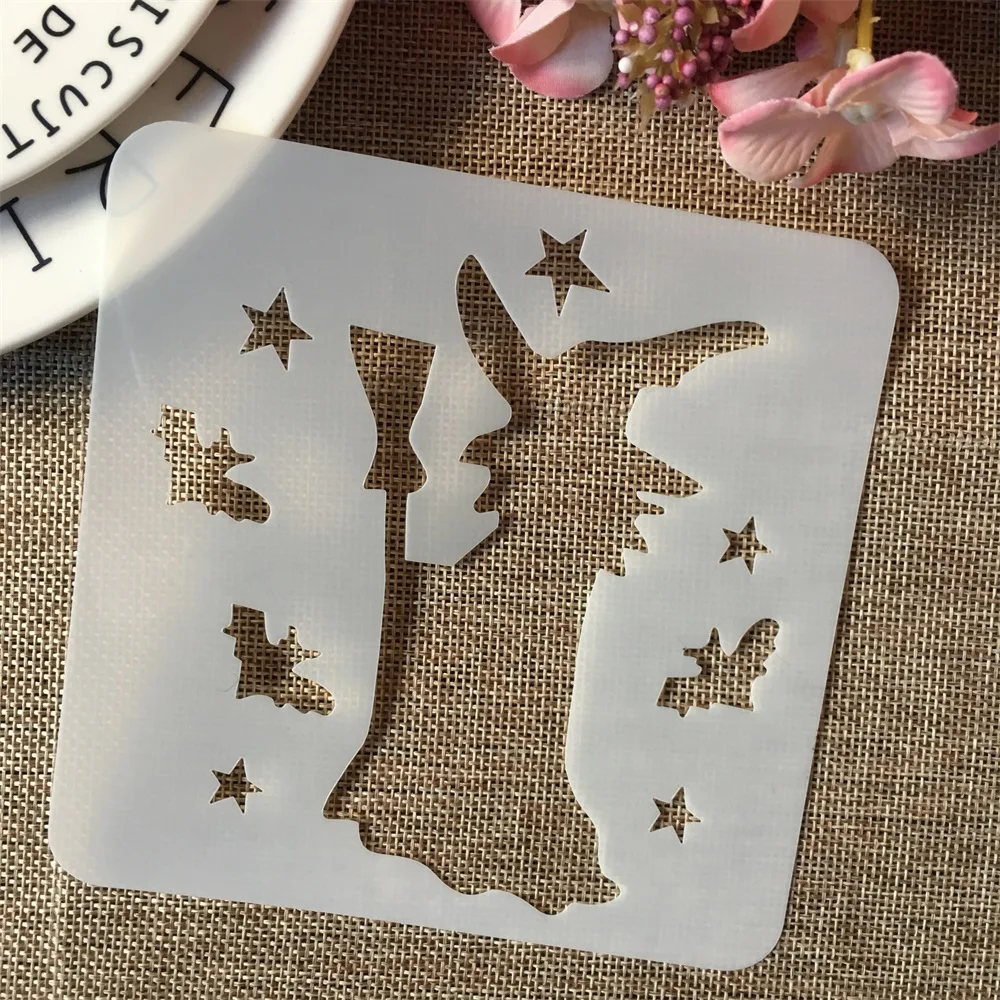 

1Pcs 5*5inch Witch Magic Stars Broom Halloween DIY Layering Stencils Painting Scrapbook Coloring Embossing Decorative Template