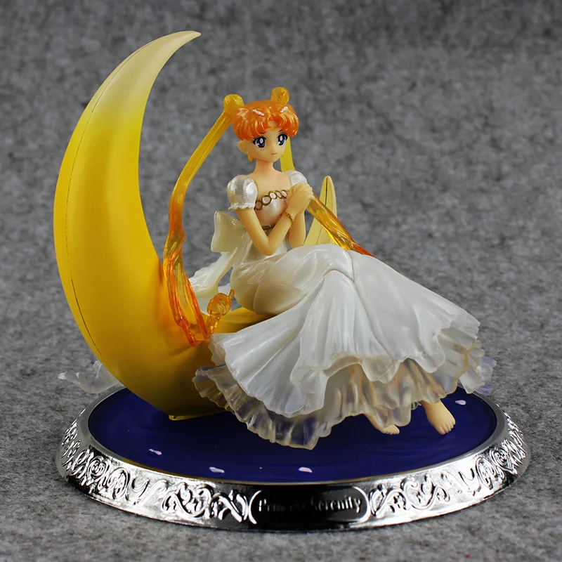 

New 12cm Sailor Moon Usagi Tsukino Crown With Base PVC Action Figure Toys Collection Model Doll Christmas Gift For Girl
