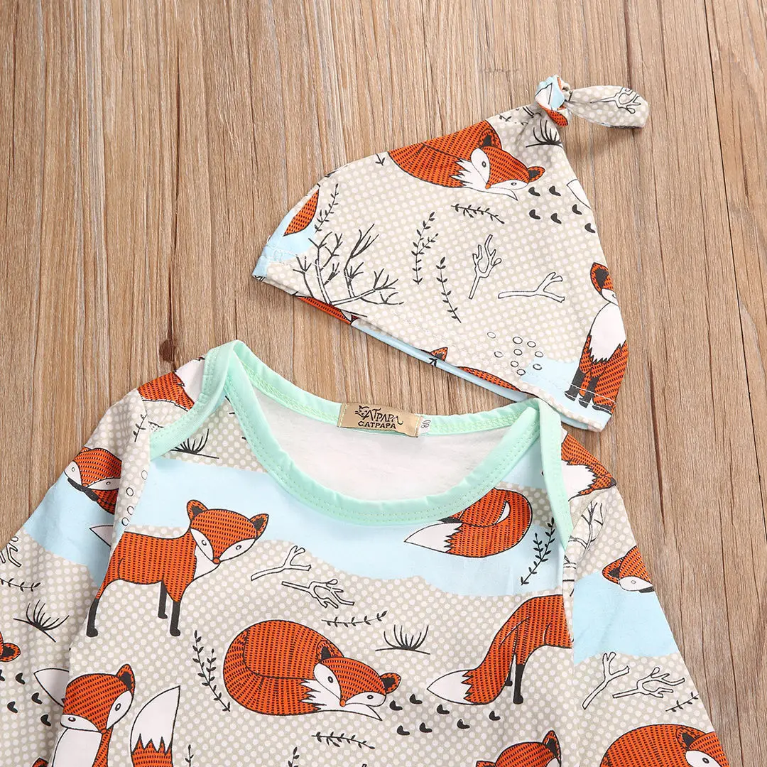 Детский комбинезон с длинным рукавом принтом лисы|boy girl clothes|romper childrenbaby boy |