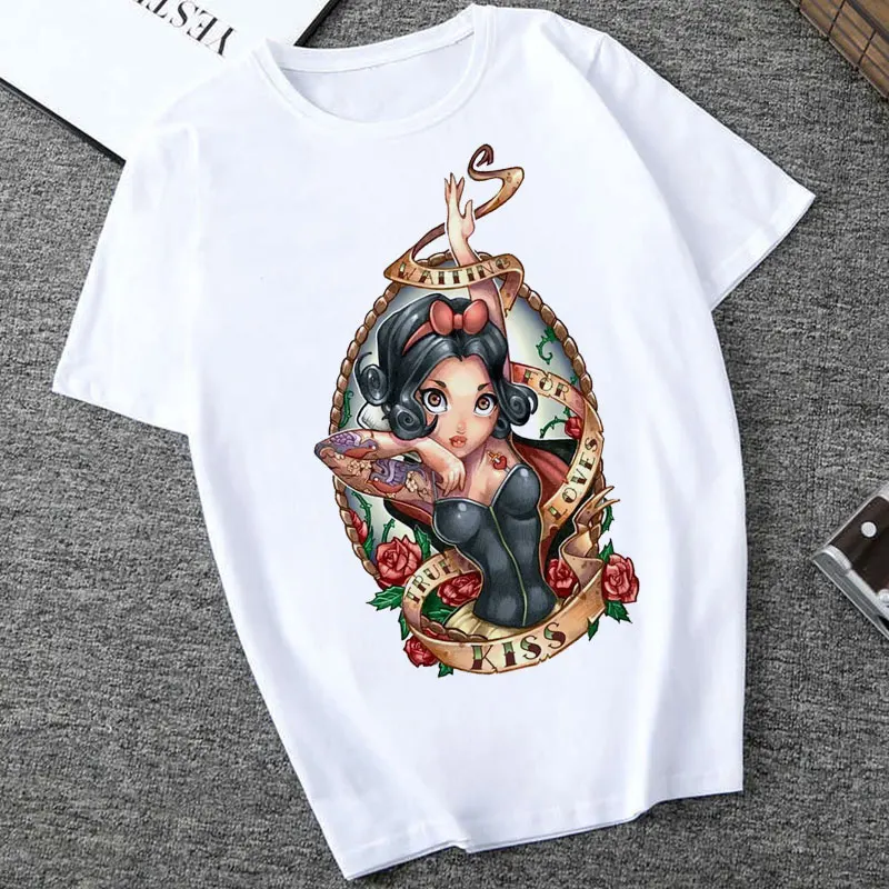 New Summer Princess Graphic Tees Short Sleeve Vogue Harajuku T Shirt Korean Tops Kawaii Streetwear Camisetas Verano Mujer 2019
