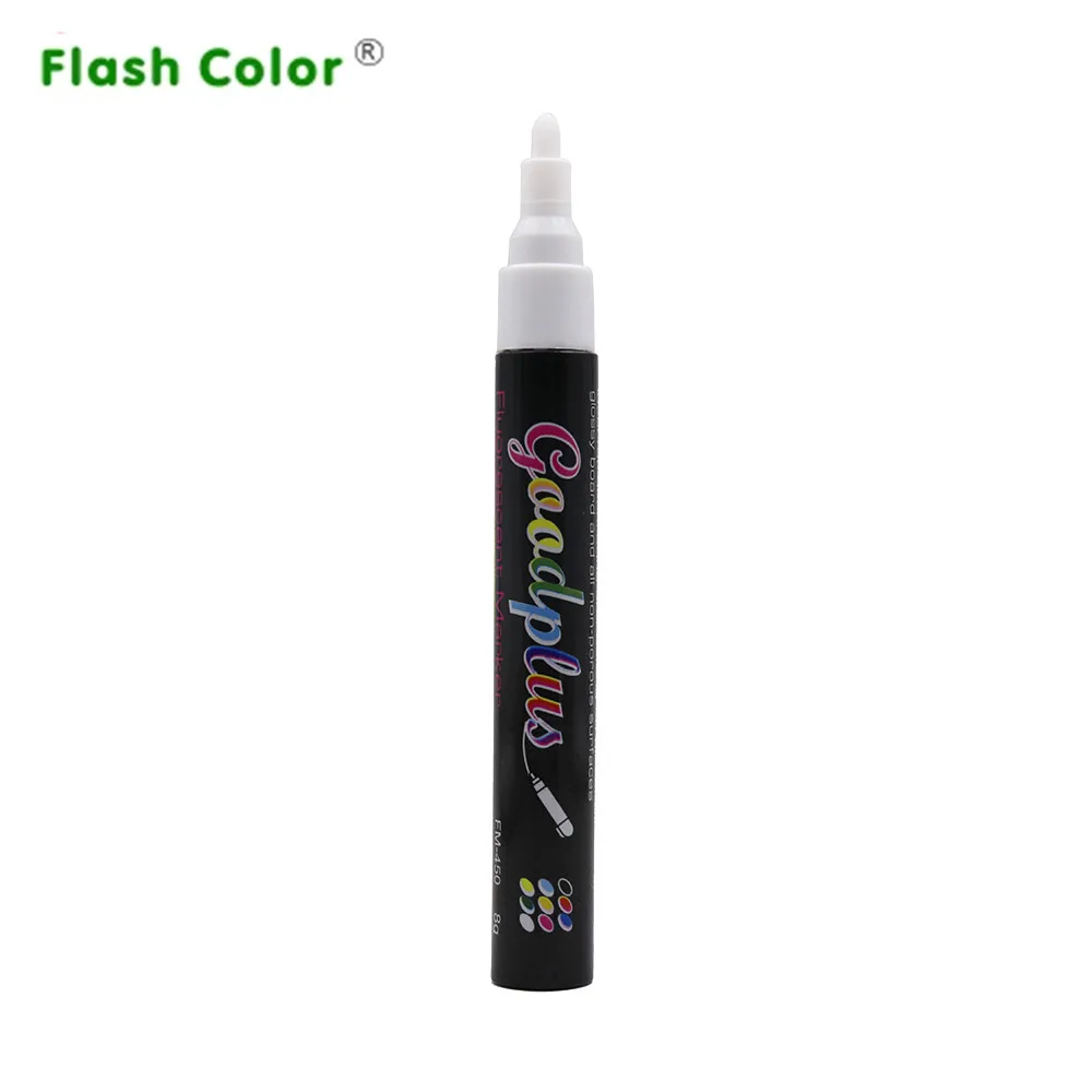 

Flashcolor 100pcs/lot white Highlighter Liquid Chalk Marker Pen 5mm Bullet & Chisel Tip Write on LED Writing Board Glass Window