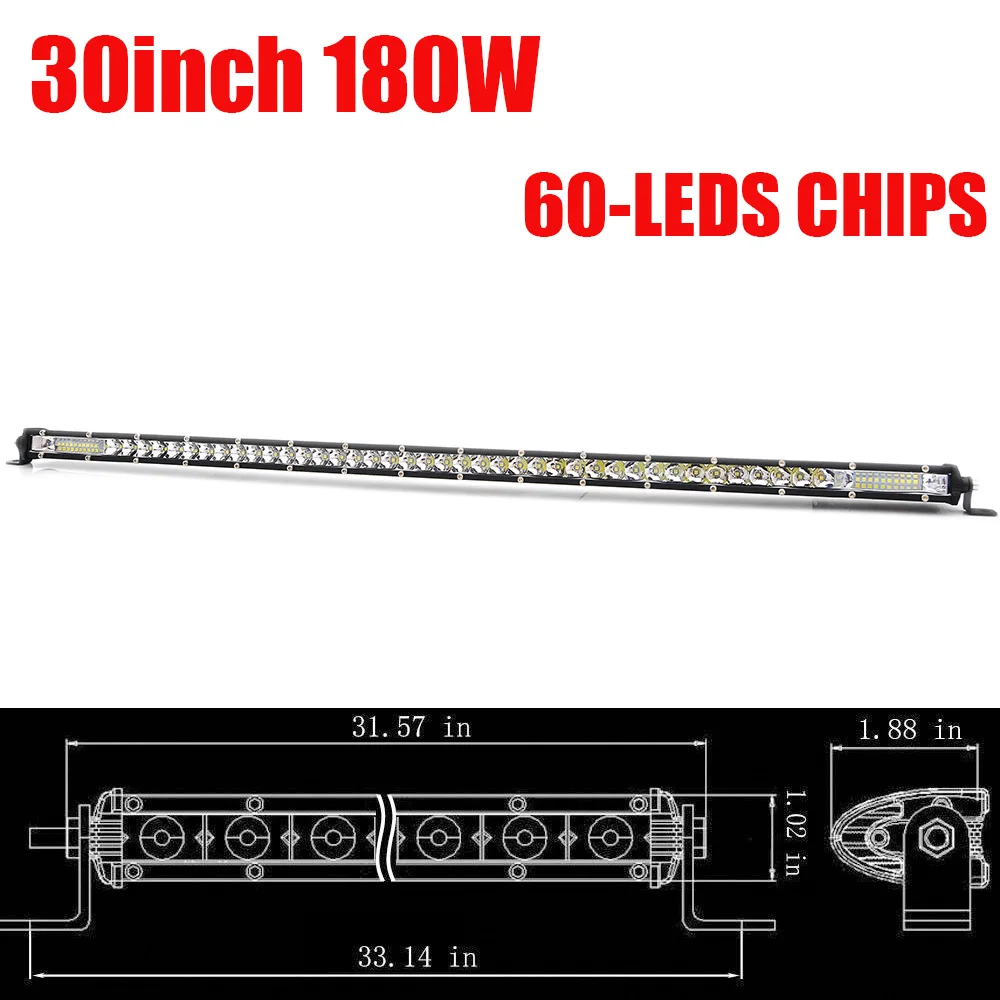32inch Combo White 7/13/20/25/32/38/45/50 дюймов однорядные тонкий светодиодный рабочий светильник бар комбинированный прожектор лампы для автомобиля Бар Offroad Грузовик Лодка 4X4 ATV внедорожник рабочими электрическими схемами - Цвет: 32inch Combo White