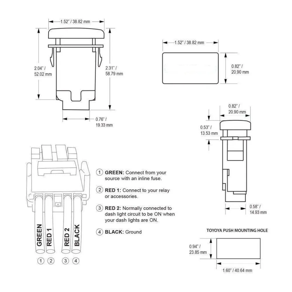 12В 3а кнопочный выключатель светодиодный с проводами для Toyota Land Fortuner TAOMA PIRATE LIGHTS