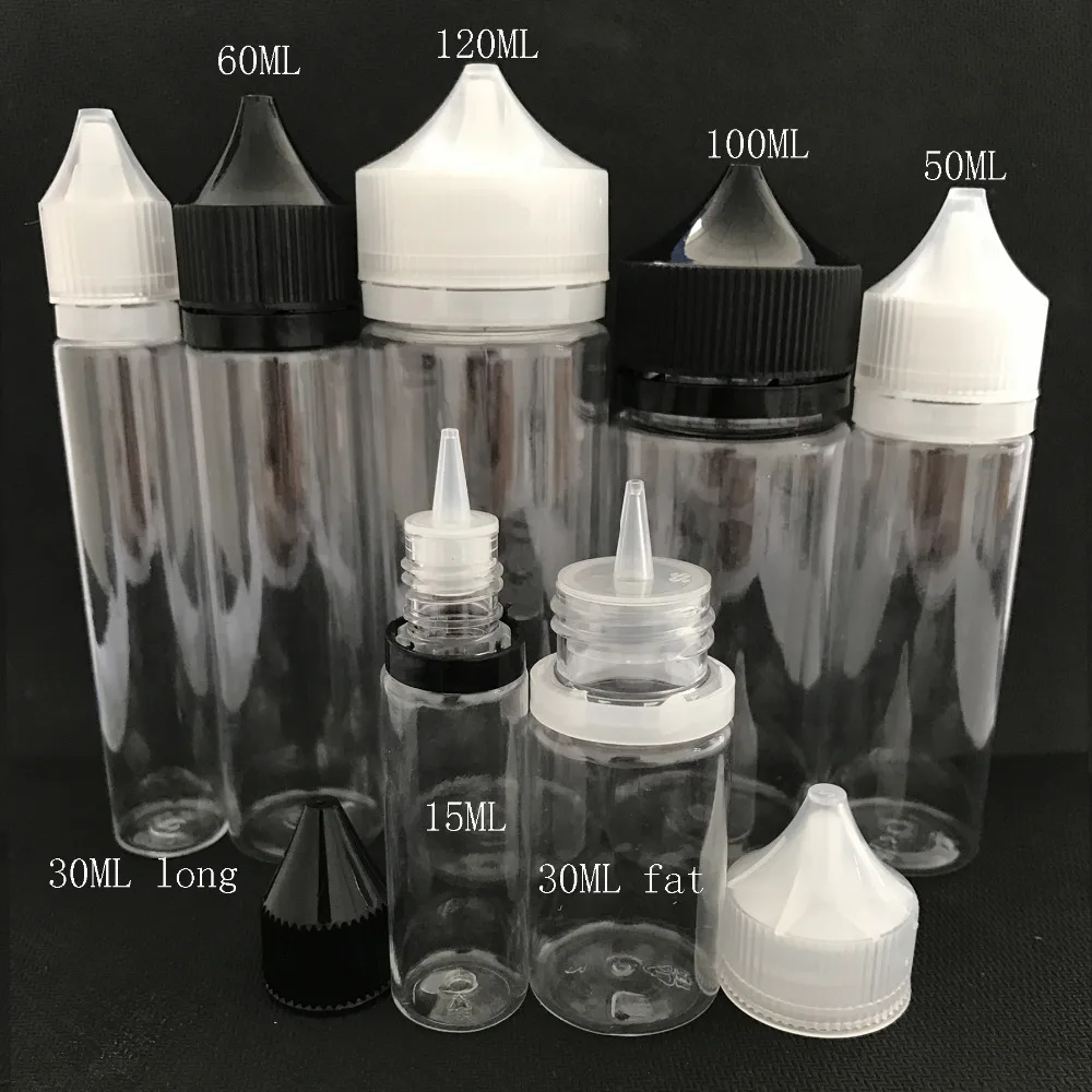 

100pcs PET Pen Shape E Liquid Refillable Bottle 30ml 60ml 100ml 120ml Empty bottles With Tamper Evident Caps For E juice