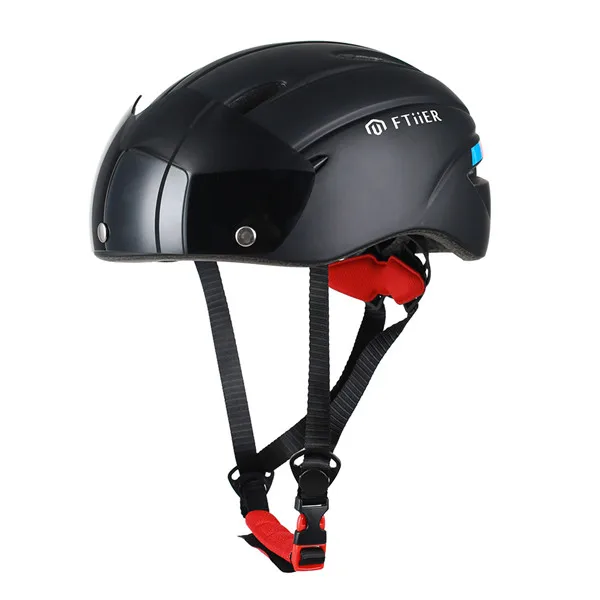 Унисекс матовый TT дорожный велосипедный шлем очки велоспорт гоночный велосипед спортивный защитный шлем TT in-mold дорожный велосипед велосипедные очки шлем - Цвет: Черный